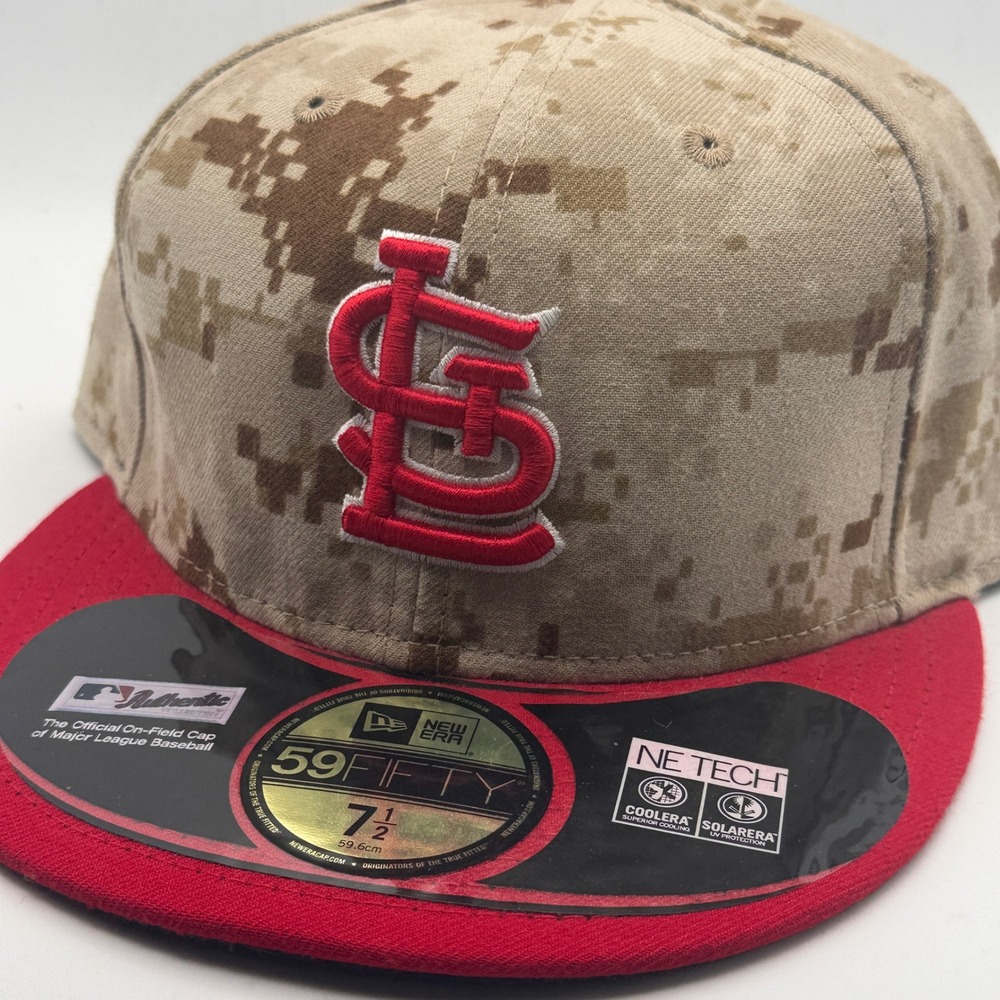 New Era 59FIFTY St Louis Cardinals Desert Camo MLB On-Field Fitted Hat 7 1/2